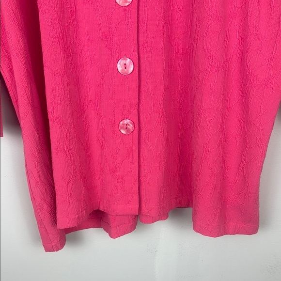 Habitat Women's Size XLarge Pink Ruffled Collar Stretch Textured Tunic Top - Picture 7 of 9